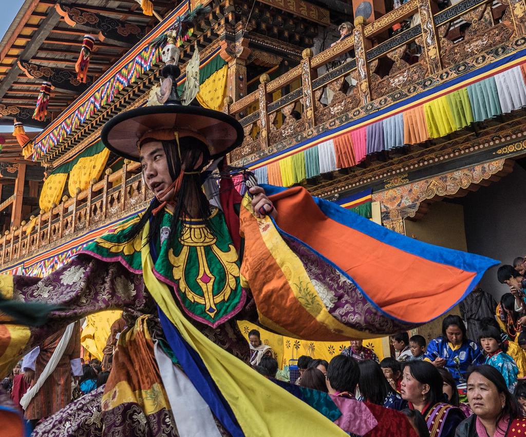 Black Hat Dance at Punakha Tsechu by Chris Costello